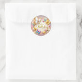 Vlinder ontwerp verjaardagssticker ronde sticker (Tas)