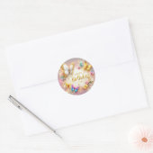 Vlinder ontwerp verjaardagssticker ronde sticker (Envelop)