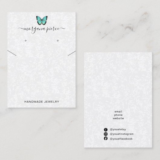 Vlinder Oorbel en Ketting Display Holder Visitekaartje (Voorkant / Achterkant)