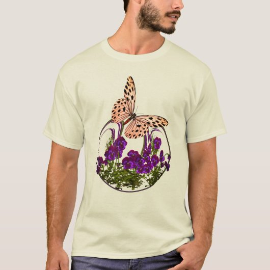  vlinder op Abstracte vloerkunst T-shirt (Voorkant)