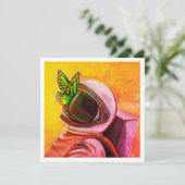 Vlinder op astronaut - Mini Print (Staand voorkant)
