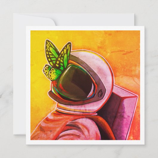 Vlinder op astronaut - Mini Print (Voorkant)