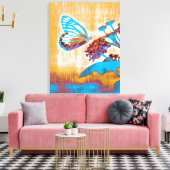 vlinder op bloem canvas afdruk (Insitu (Woonkamer))