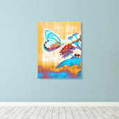 vlinder op bloem canvas afdruk (Insitu (Houten vloer))
