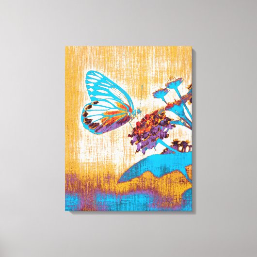 vlinder op bloem canvas afdruk (Voorkant)