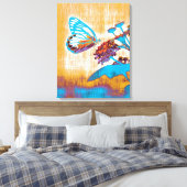 vlinder op bloem canvas afdruk (Insitu (Slaapkamer))