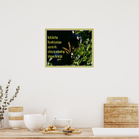 Vlinder op bloem Romeinen 15:13 Poster (Keuken)