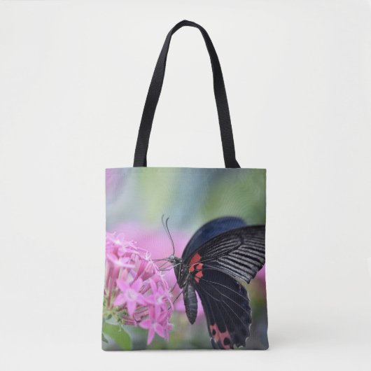 Vlinder op bloem tote bag (Voorkant)