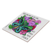 Vlinder op bloemen, vers uit Jesaja 40:31 Tegeltje (Zijkant)