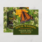 Vlinder op bloementuin Housewarming Party Kaart (Voorkant / Achterkant)