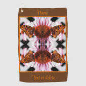 Vlinder op Coneflower Abstract gepersonaliseerd Golfhanddoek (Voorkant)