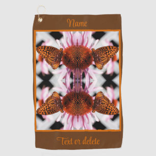 Vlinder op Coneflower Abstract gepersonaliseerd Golfhanddoek