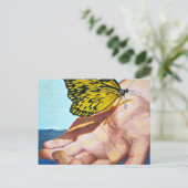 Vlinder op de hand briefkaart (Staand voorkant)