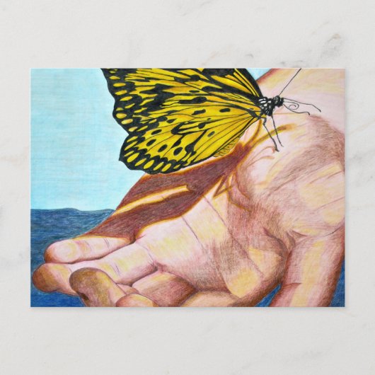 Vlinder op de hand briefkaart (Voorkant)