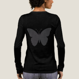 Vlinder op de rug Vrouwen Zwart Lange mouwen Tri-Blend Shirt