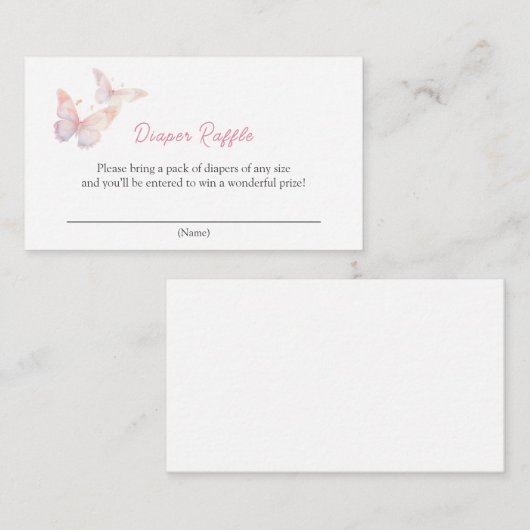 Vlinder op de Way Baby shower Luier Raffle Informatiekaartje (Voorkant / Achterkant)