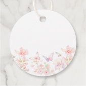 Vlinder op de Way Pink Flowers Baby shower Bedankjes Labels (Achterkant)
