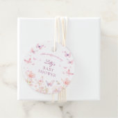 Vlinder op de Way Pink Flowers Baby shower Bedankjes Labels (In situ)