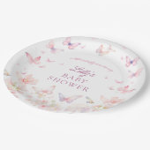Vlinder op de Way Pink Flowers Baby shower Papieren Bordje (Gekanteld)