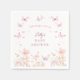 Vlinder op de Way Pink Flowers Baby shower Servet