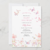 Vlinder op de weg Roze Baby shower Kaart (Voorkant)