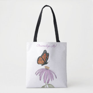 Vlinder op Echinacea Bloem All-Over-Print Tote Tas