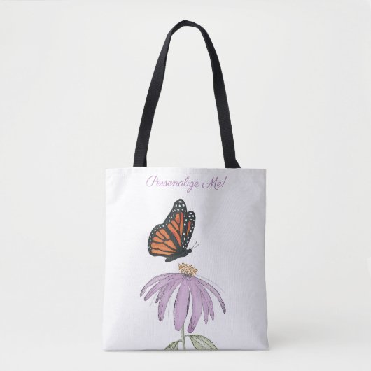 Vlinder op Echinacea Bloem All-Over-Print Tote Tas (Voorkant)