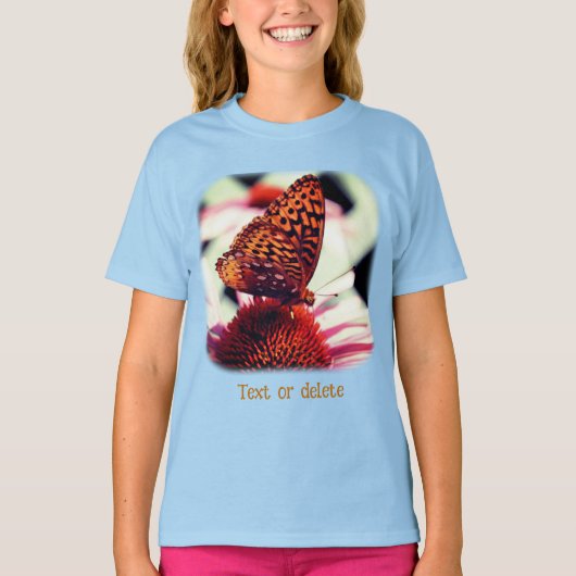 Vlinder op Echinacea Bloem Natuur T-shirt (Voorkant)
