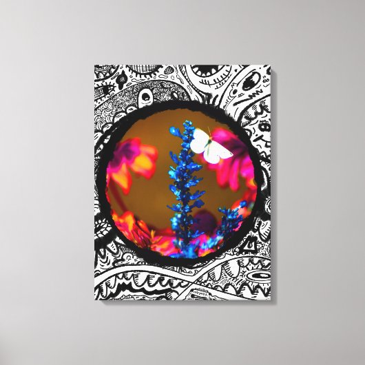 Vlinder op een Bloem Canvas Afdruk (Voorkant)