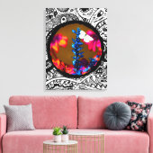 Vlinder op een Bloem Canvas Afdruk (Insitu (Woonkamer))