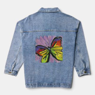 Vlinder op een Bloem Hand getrokken Denim Jacket