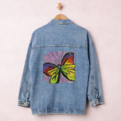 Vlinder op een Bloem Hand getrokken Denim Jacket (Hangar)