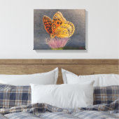 Vlinder op een Distel Canvas Afdruk (Insitu (Slaapkamer))