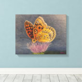 Vlinder op een Distel Canvas Afdruk (Insitu (Houten vloer))