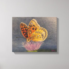 Vlinder op een Distel Canvas Afdruk