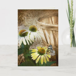 Vlinder Op Een Kegel Bloem Verjaardag  Kaart