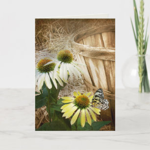Vlinder Op Een Kegel Bloem Verjaardag  Kaart