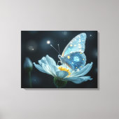 Vlinder op een maanbloem canvas afdruk (Voorkant)