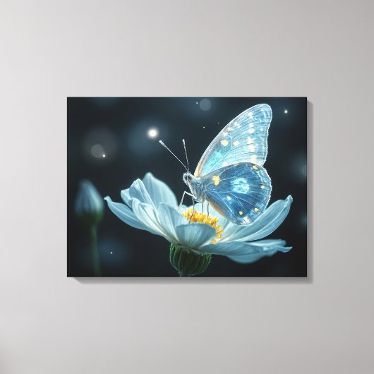 Vlinder op een maanbloem canvas afdruk (Voorkant)