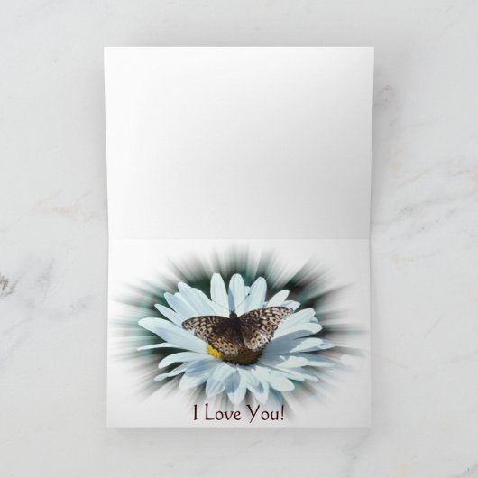 Vlinder op een madeliefje kaart (Binnen)