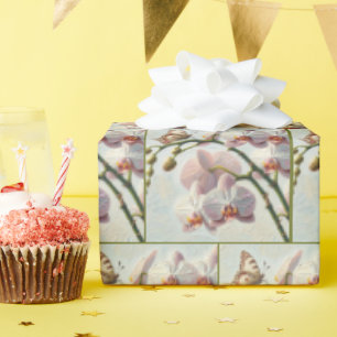 Vlinder op een orchidee-impressionistische schilde cadeaupapier