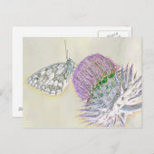 Vlinder op een rode bloem briefkaart (Voorkant / Achterkant)