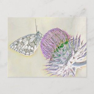 Vlinder op een rode bloem briefkaart