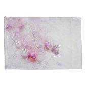 Vlinder op een roze orchidee bloesem met bubbels kussensloop (Achterkant-Rechts)