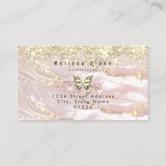 Vlinder op faux gouden sprankeling visitekaartje (Achterkant)