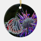 Vlinder op Flower Digital Art Ornament (Voorkant)