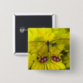 Vlinder op Geel Vierkante Button 5,1 Cm (Voorkant /achterkant)