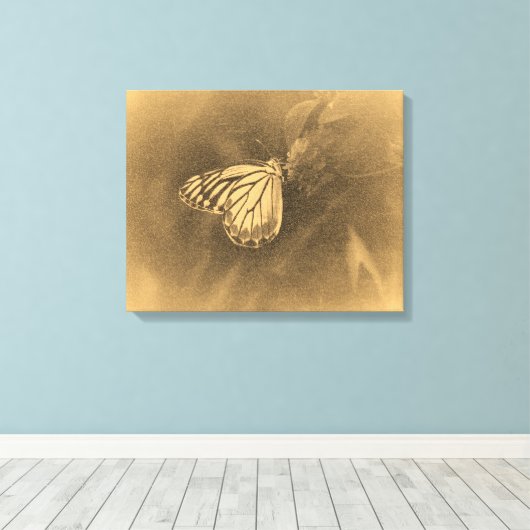 vlinder op het verloopdoek canvas afdruk (Insitu (Houten vloer))