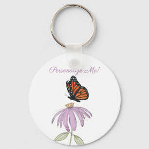 Vlinder op Kegel Bloem Sleutelhanger