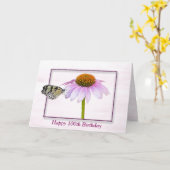 Vlinder op kegelbloem voor 100ste verjaardag kaart (Gele Bloem)